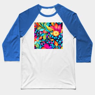 Colorful Flower Pattern Design Baseball T-Shirt